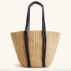 J Crew Woven-straw market tote with rope handles